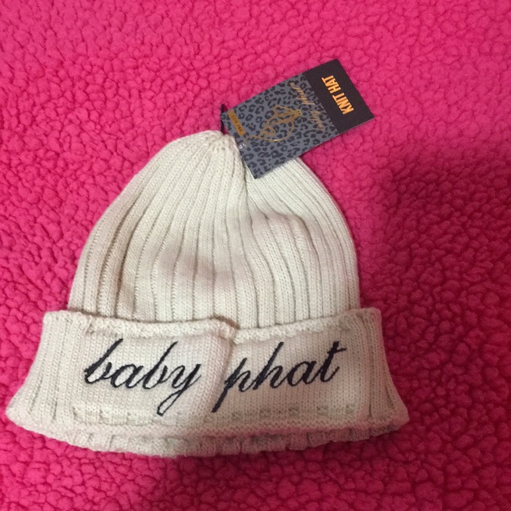 Baby Phat Cream Knit Beanie for Women.
